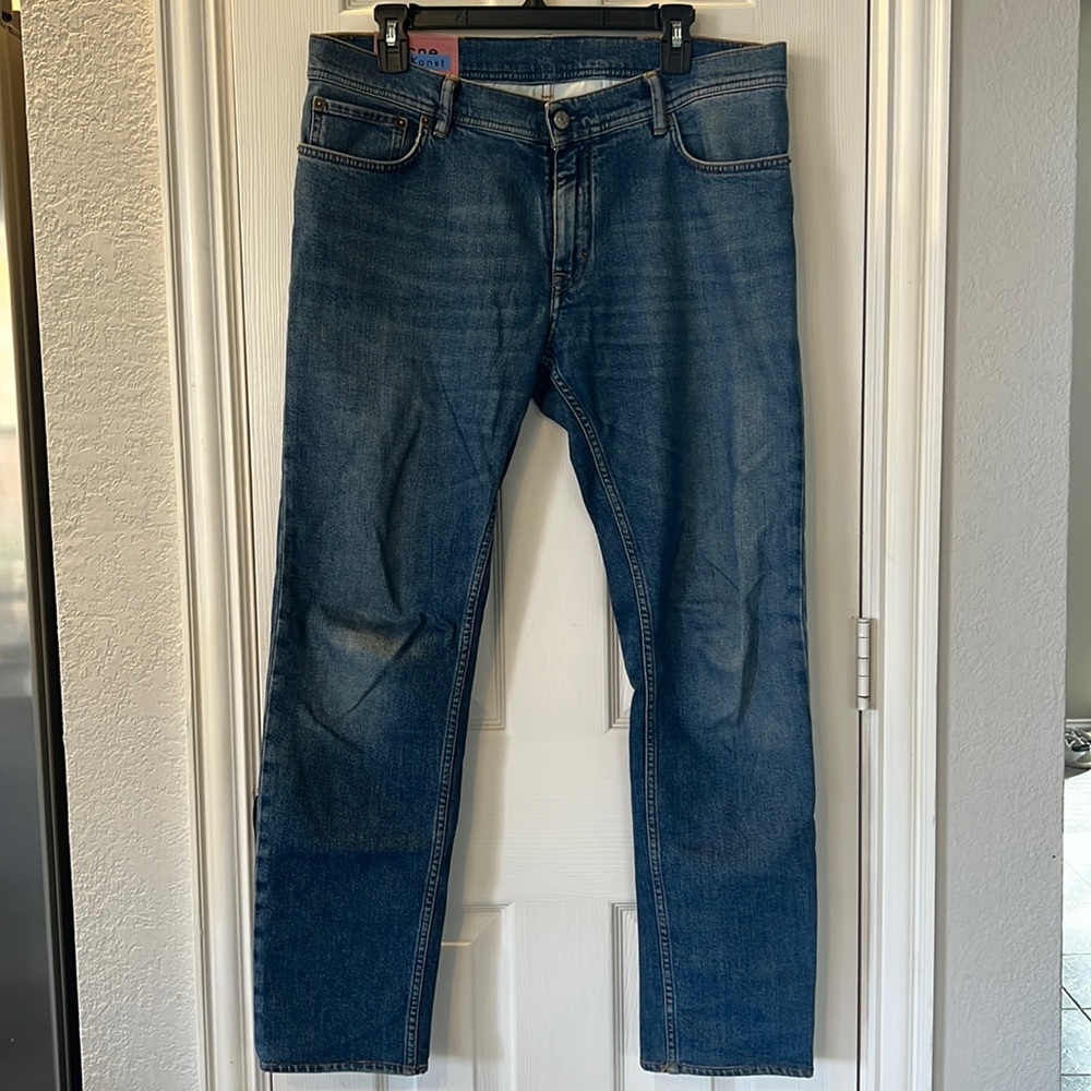 Acne Men Jeans Straight Blue Denim